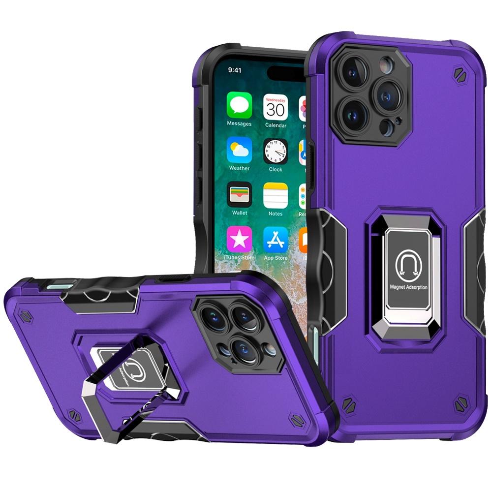 iPhone 16 Pro Max 6.9-Inch OPTIMUM Magnetic Ring Stand Hybrid Case – Shockproof Dual-Layer Cover with 360° Rotating Kickstand & Magnetic Mount Support