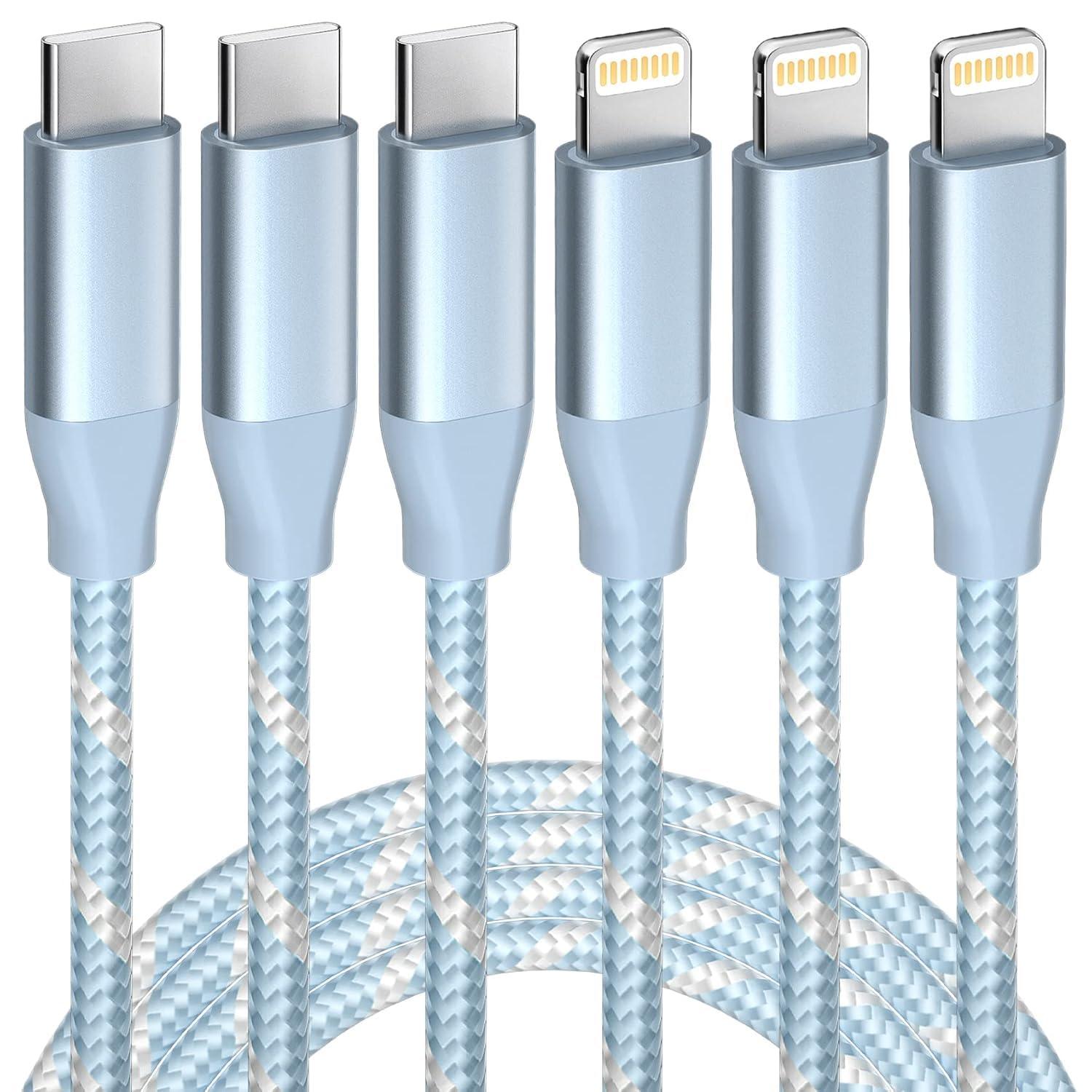 Pack of 3 – Type-C to Lightning Charging Cables, Durable Fast Charge & Data Transfer Cord, Works Seamlessly with iPhone 8 up to iPhone 14 Models