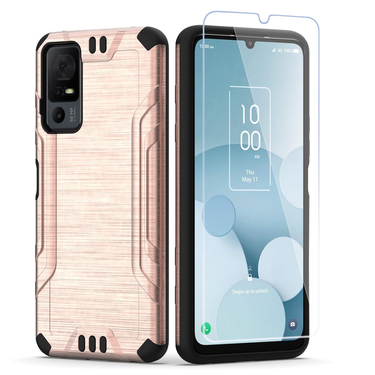 TCL 40 XL Strong Tough Metallic Hybrid Case with Tempered Glass - Rose Gold, photo 2 of 2