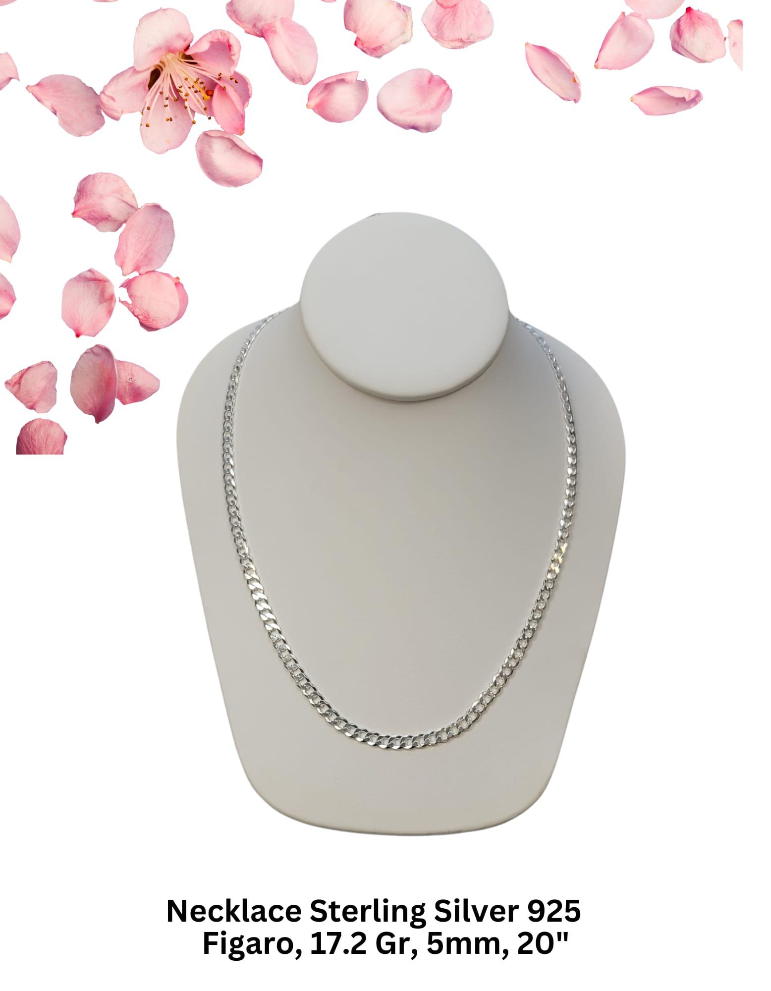Necklace Sterling Silver 925 Figaro, 17.2 Gr, 5mm, 20"