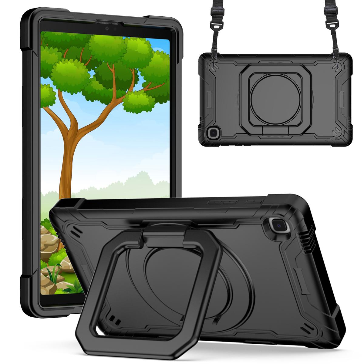 Samsung Galaxy Tab A7 Lite 8.7 inch (T220 T225) Tablet Tough Hybrid Rotating 360 Degree Kickstand - Black+Black