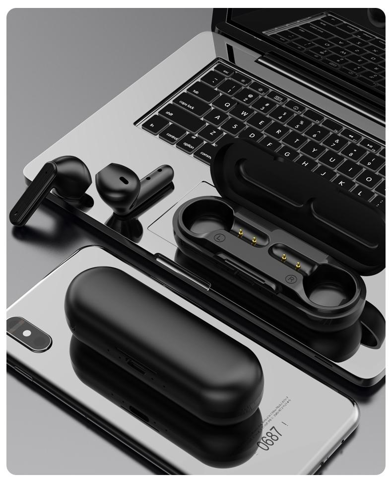 TWS True Wireless Bluetooth Stereo Earbuds with Charging Case-Black