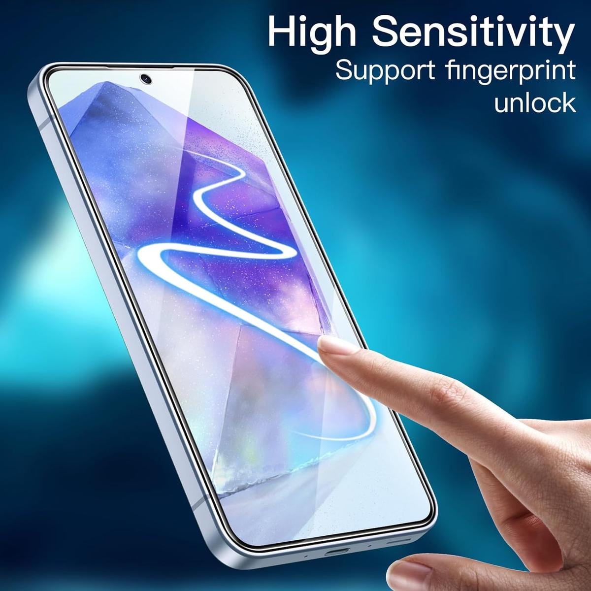 Pack of 3 Samsung Galaxy A55 Tempered Glass Screen Protectors – HD Clear, Anti-Fingerprint, Shatterproof & Easy Installation, photo 3 of 4