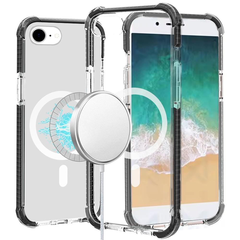 iPhone 16E / SE4 Acrylic Magnetic Circle Hybrid Case – 2.5mm Transparent Shockproof MagSafe-Ready Cover