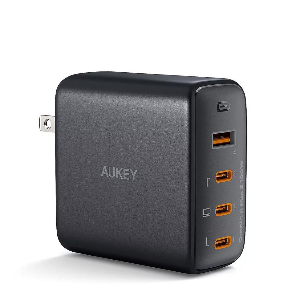 AUKEY PA-B7S VoltApex II Mix S 100W 4-Port PD Wall Charger with GaN Power Tech -BLACK