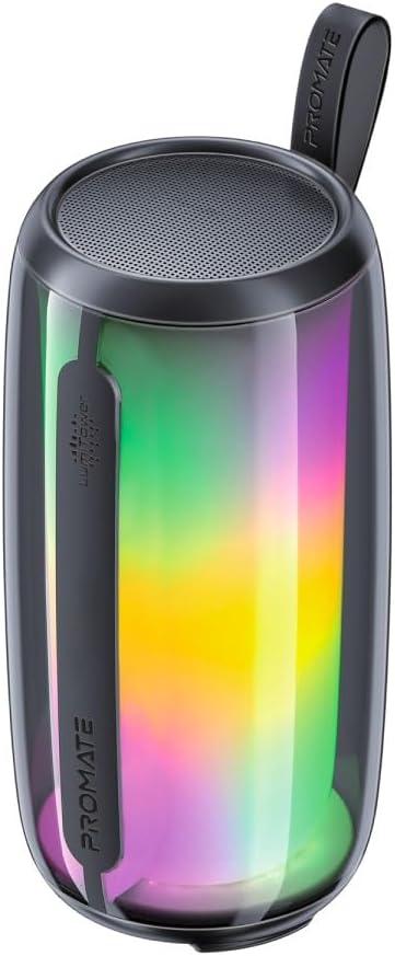 Promate Bluetooth Speaker, Premium 8W True Wireless Portable HD Speaker with RGB Lights, Bluetooth v5.3, Long Playtime, Quick Music Navigation, Water-Resistance, USB Port and TF Card Slot, LumiTower