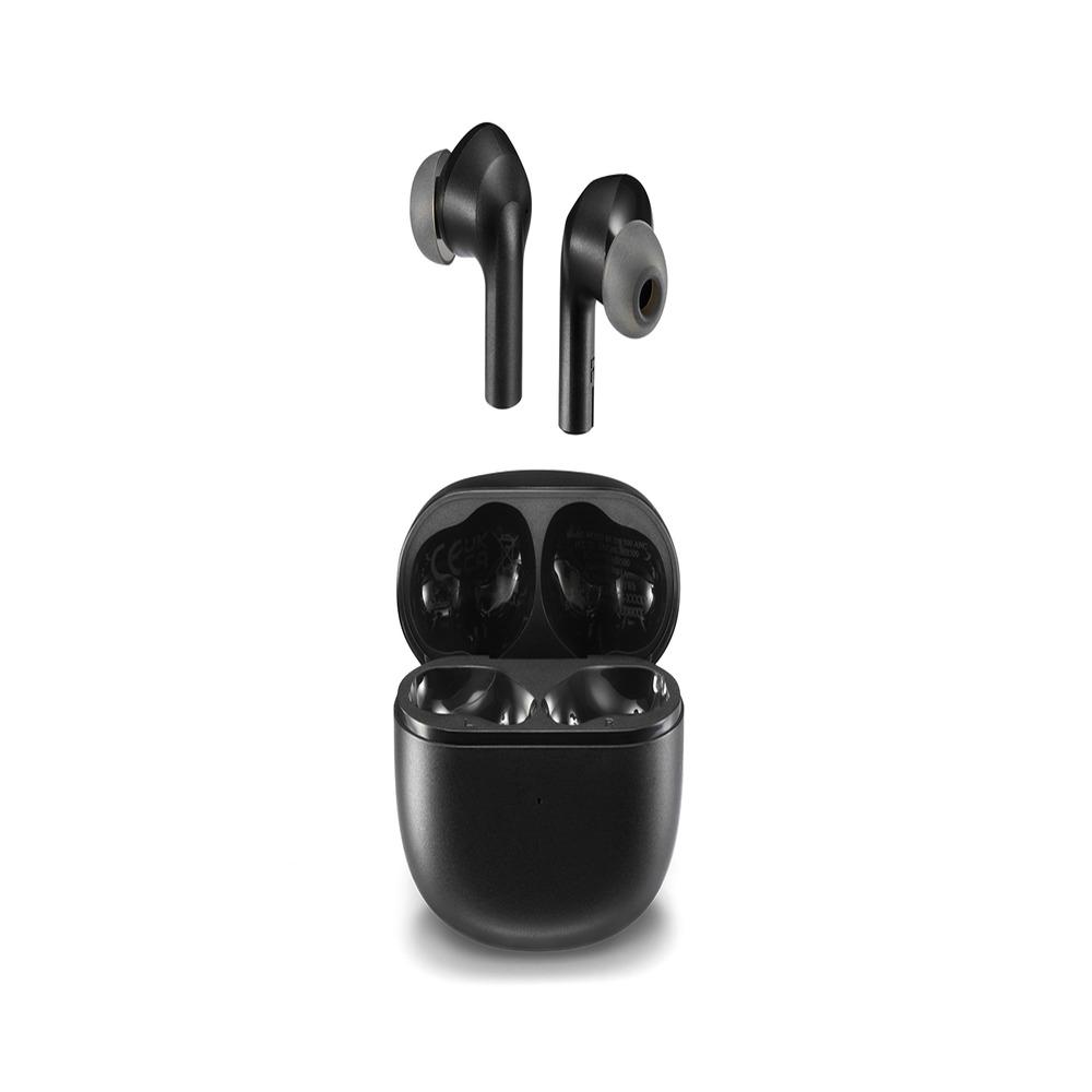 MOTO BUDS 500 ANC - ACTIVE NOISE CANCELING TRUE WIRELESS EARBUDS - 20 hours of music and calls - control with a tap or your finger. Plus IPX4 rating, they're sweat and splash-proof BLACK
