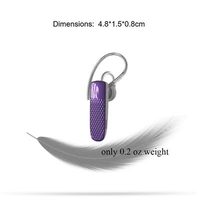In Ear Mono Bluetooth Earpieces with Microphone and Music 618M in Purple