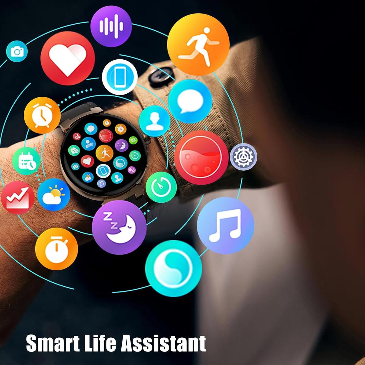 aigo Smart Watch for Men Women, Bluetooth Calling, Health Fitness Tracker with Heart Rate, Sleep Monitoring, 1.73" HD Screen IP68 Waterproof Watches for Android iOS Phones, photo 5 of 7