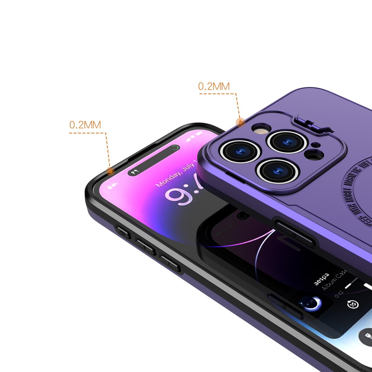 iPhone 15 Magnetic Ring Circle Hybrid Case with Camera Cap, Kickstand & UV Painted Matte Finish, photo 6 of 7