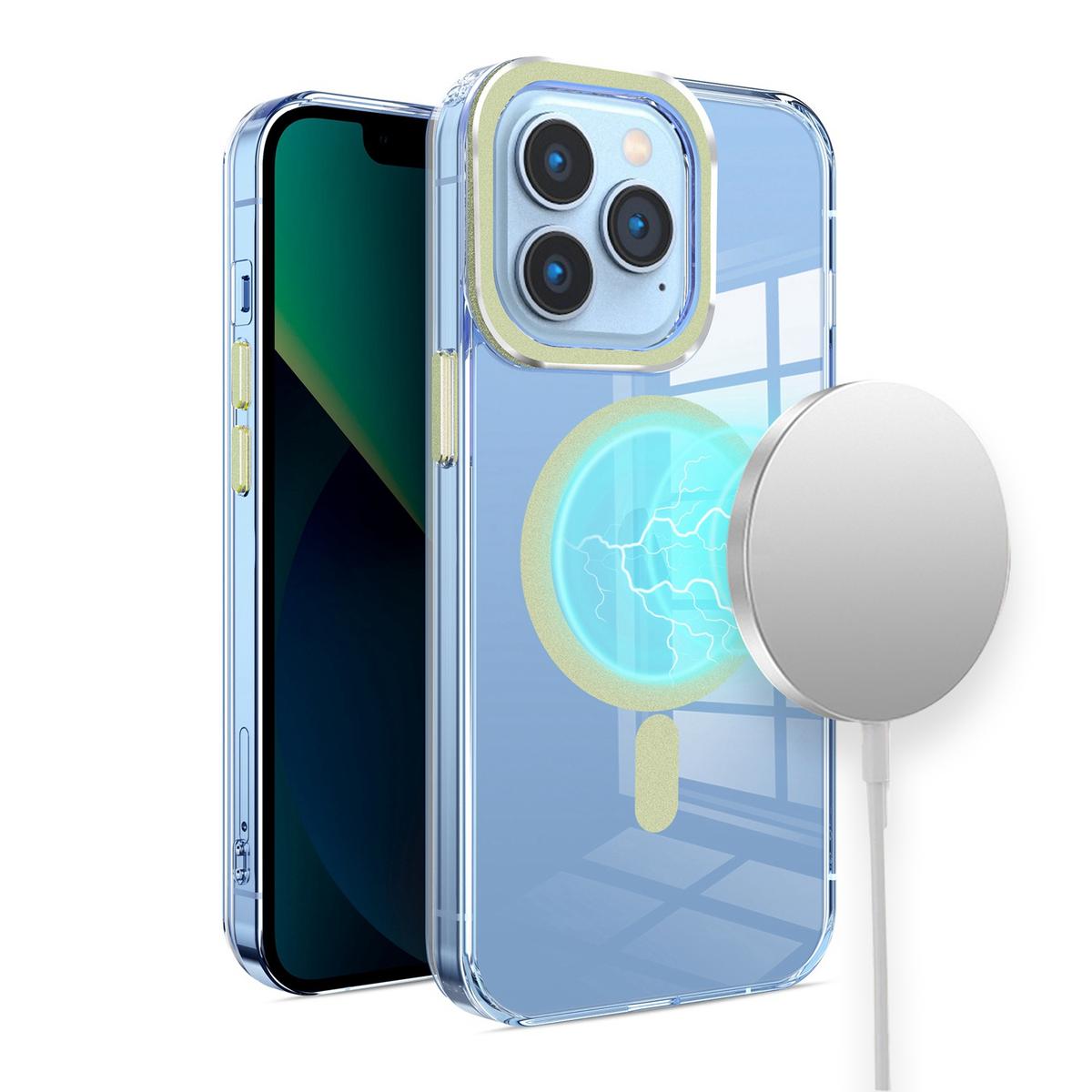 iPhone 15 Matching Clear Transparent Circle Design Case Cover - Light Green