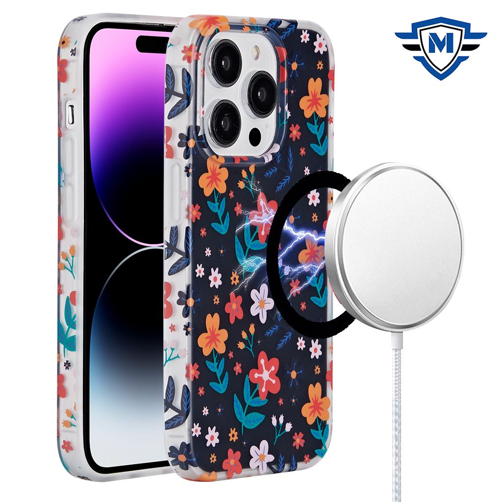 iPhone 15 METKASE Double Protection IMD Design Pattern [Magnetic Circle] Premium Case - Nightly Floral