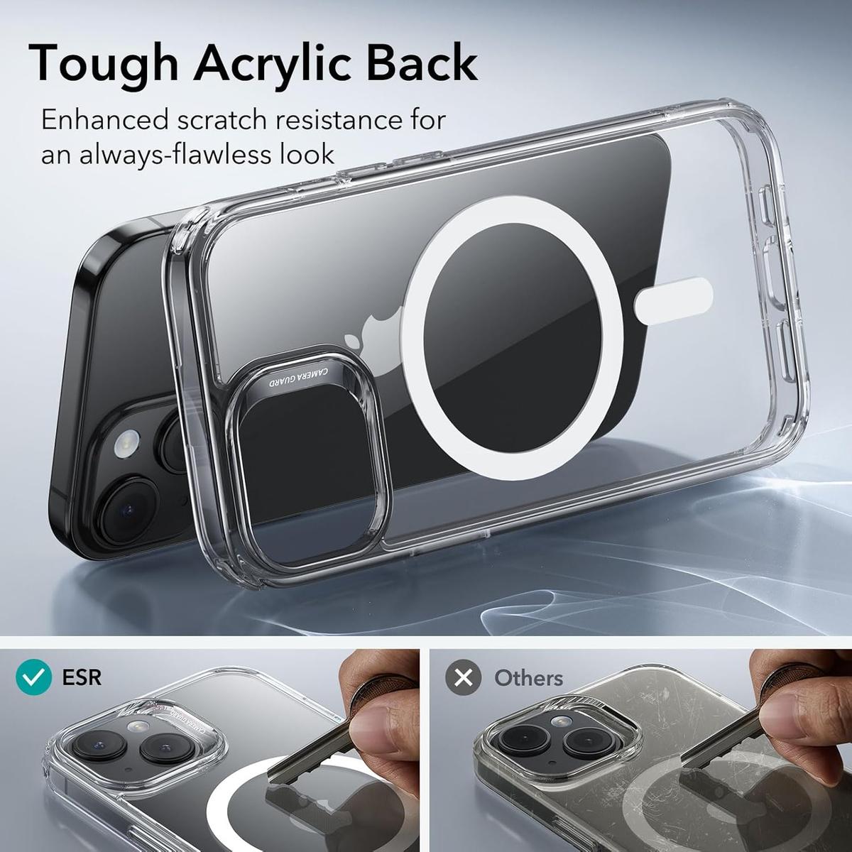 ESR for iPhone 15 Case, Compatible with MagSafe, Military-Grade Protection, Yellowing Resistant, Scratch-Resistant Back, Magnetic Phone Case for iPhone 15, Classic Series, Clear, photo 6 of 6
