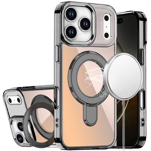 iPhone 17 Pro Max CHROME HQ Rotational Magnetic Ring Hybrid Case – Black