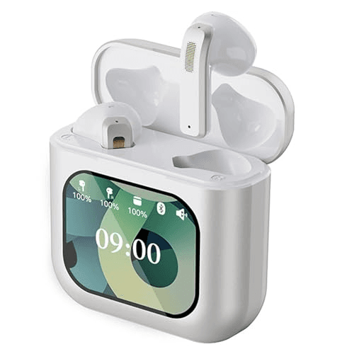 Smart Touch Earbuds, Customizable Screen Saver, MP3 Player, Control Social Media, Calls, messeging, ENC Noise Reduction, Built-in mic, Advanced V5.3 Technologies