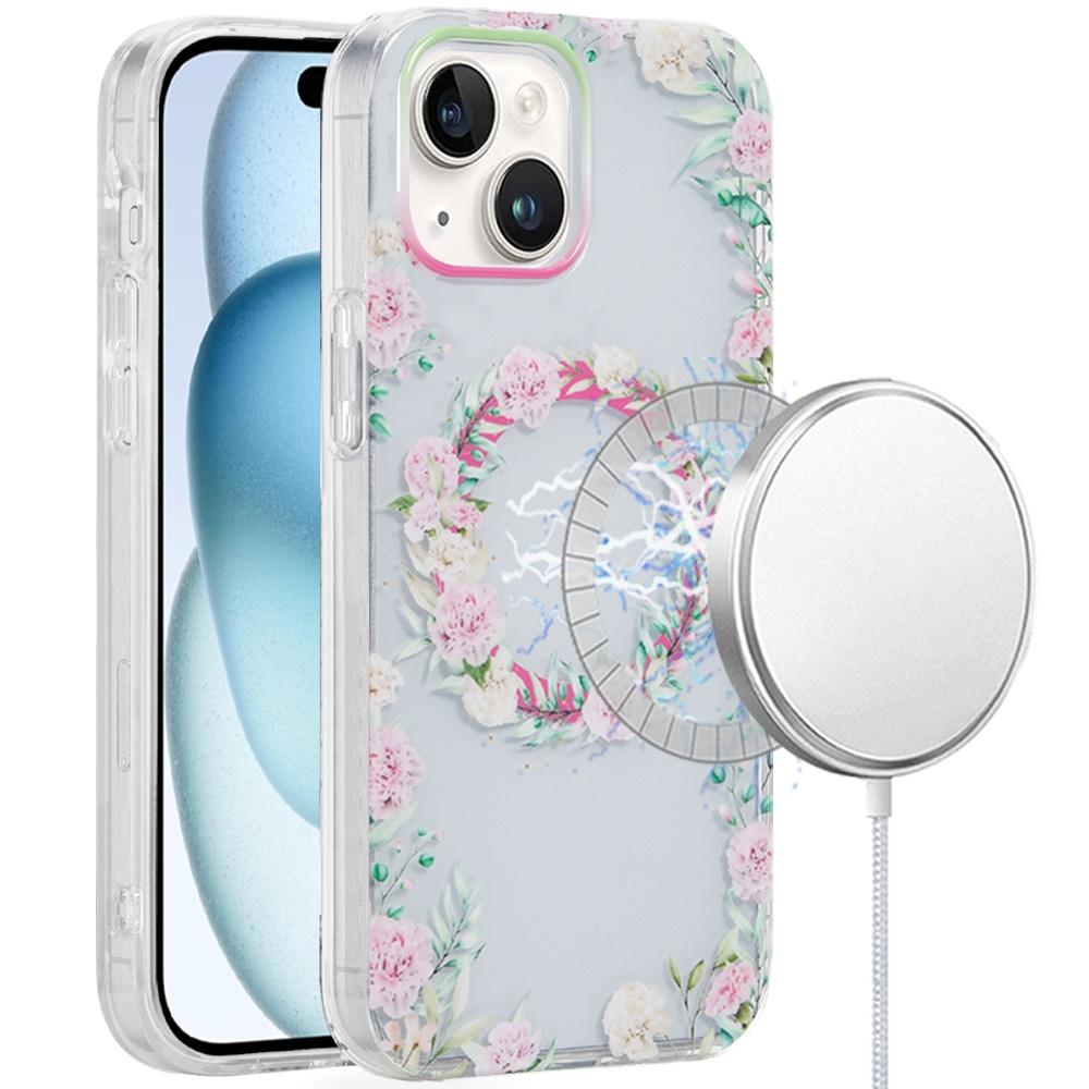 iPhone 15 [Magnetic Circle] Double Layer IMD TPU Hybrid Case with Enhanced Grip & MagSafe Compatibility
