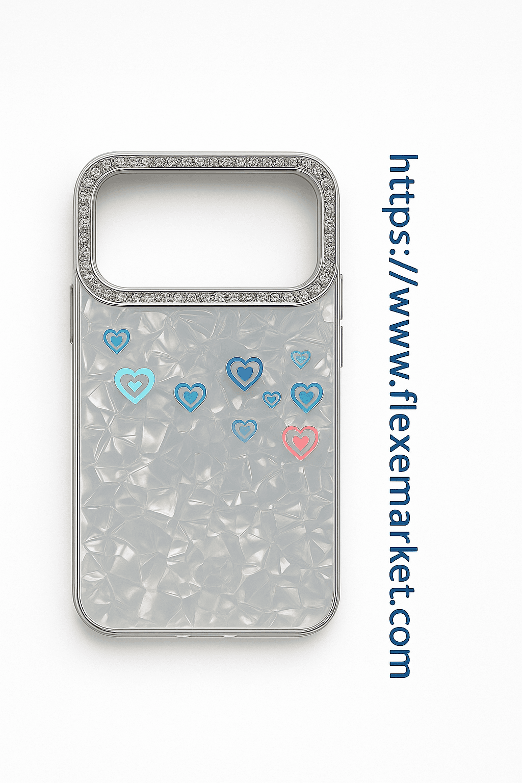 iPhone 17 Case (Holographic Hearts/Rhinestone Trim), photo 2 of 2