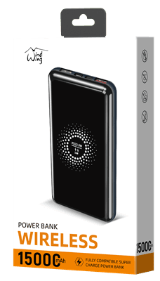 Portable Power Bank with Fast Wireless Charger and Dual USB ports