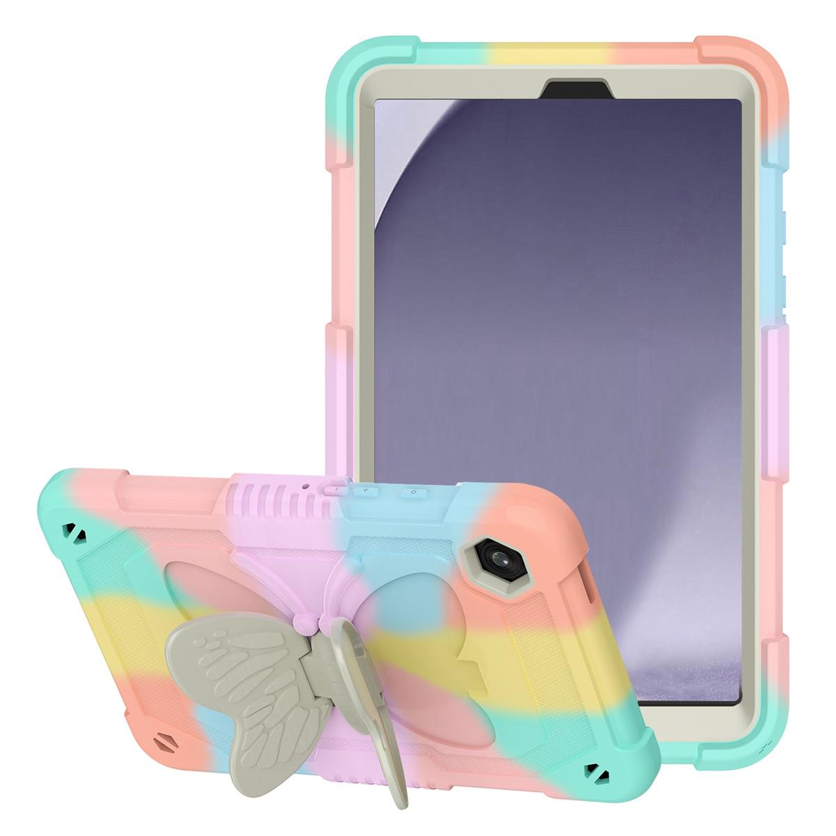 Apple iPad Air 11inch 2024 Butterfly Kickstand 3in1 Tough Hybrid Case Cover with Shoulder Strap - Colorful