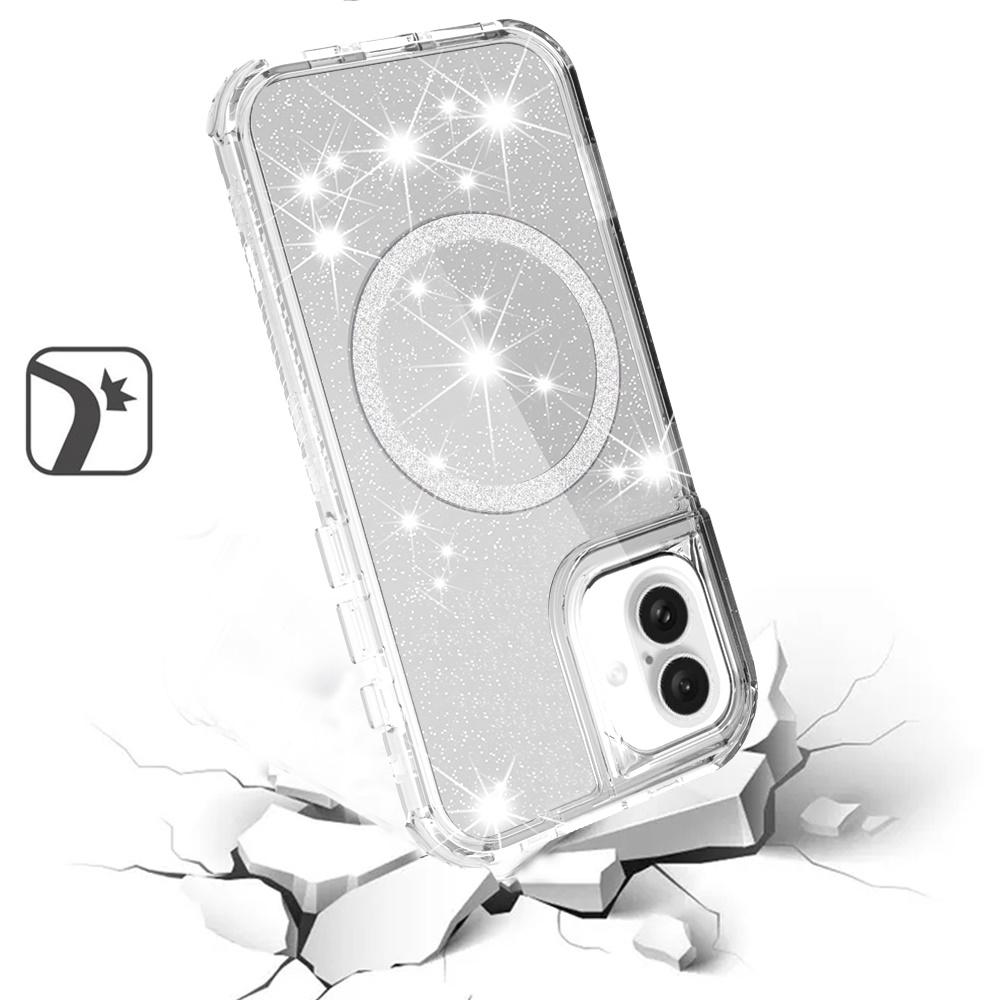 iPhone 16 Plus 6.7" Glitter 3-in-1 Hybrid Case – Magnetic Ring Stand, photo 2 of 4