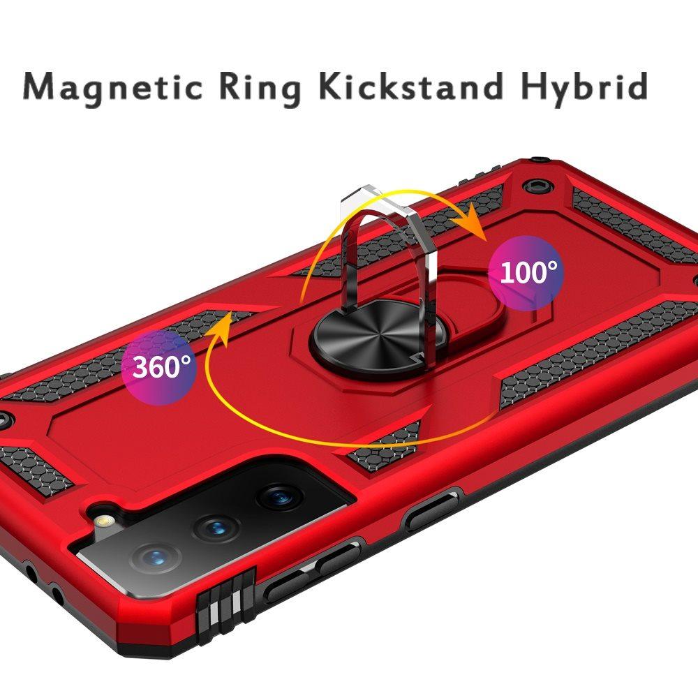 Samsung s21 Ultra, s30 Ultra Ring Magnetic Kickstand Hybrid Case Cover - Red, photo 4 of 4