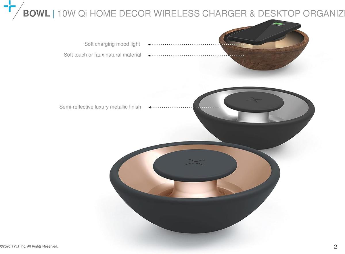TYLT Bowl - 10W Qi Home Décor Wireless Charger & Desktop Organizer, photo 3 of 7