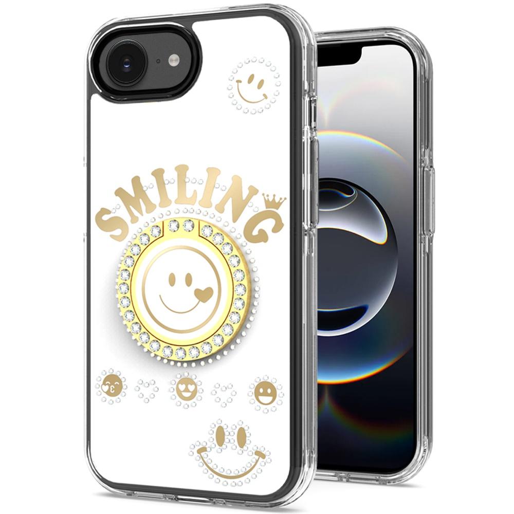 iPhone 16E (E Edition) / SE4 (2025) Smiling Glitter Ornament Bling Hybrid Case with 360° Ring Stand – Sparkly Dual-Layer Protection, photo 7 of 9