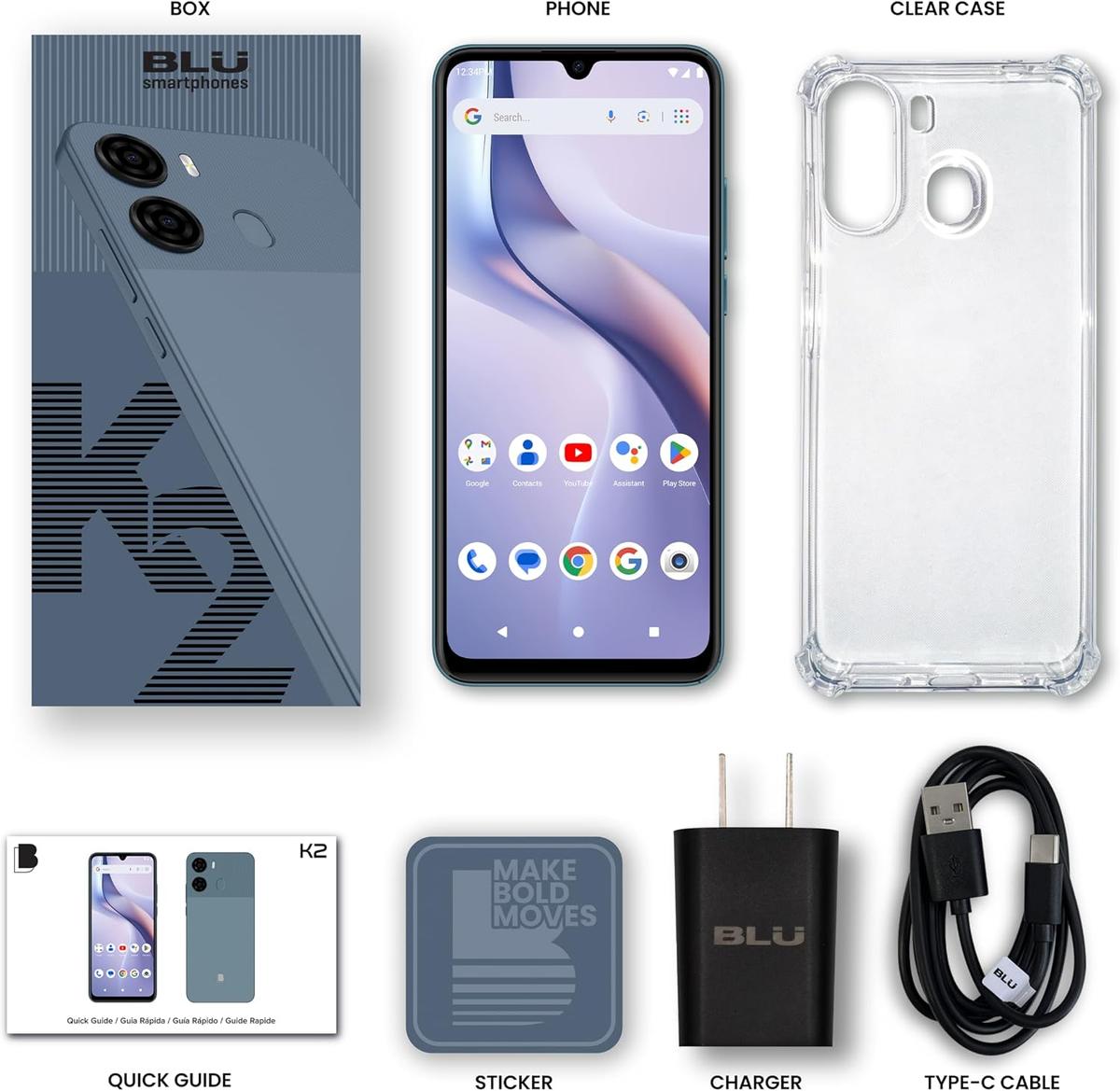 BLU K2 | Unlocked | 6.88” HD+ Display | 13MP Main Camera + 8MP Selfie Camera | 64GB | 5,000mAh Battery | Android 15 | US Version | US Warranty, photo 5 of 7