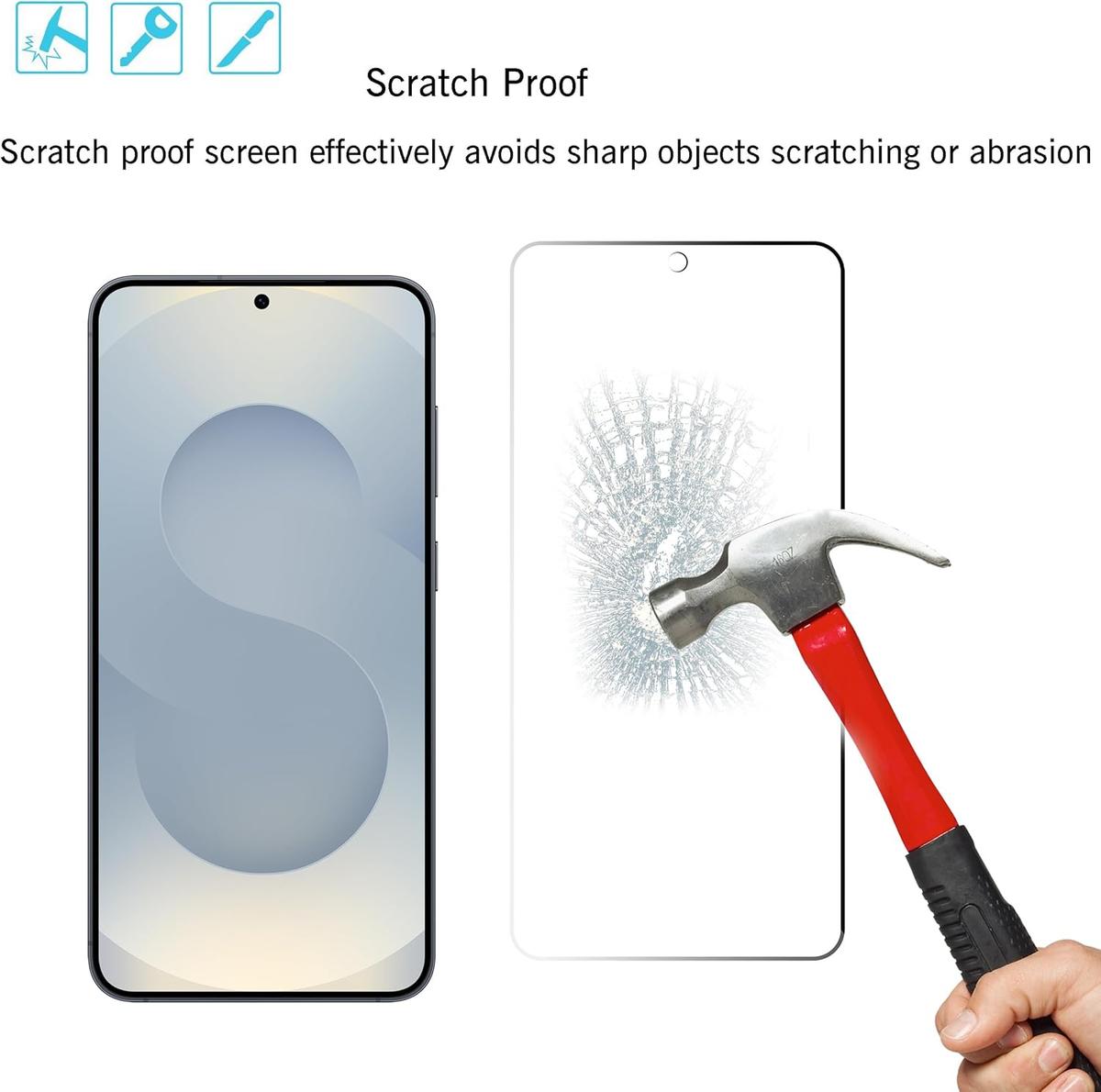 Tempered Glass Screen Protector for Samsung Galaxy S25 Plus – Scratch Resistant, HD Clear & Easy Install, photo 2 of 3