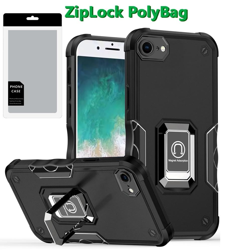 iPhone 16E / SE4 OPTIMUM Magnetic Ring Stand Hybrid Case – Shockproof Dual-Layer with 360° Grip & Kickstand