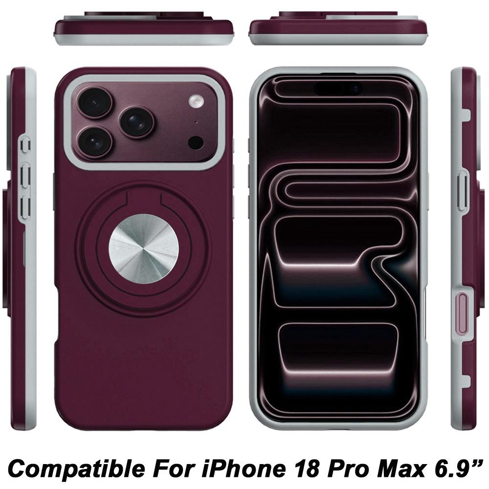 Apple iPhone 18 Pro Max Metal CD Pattern Matte Finished Hybrid with Rotational Ring [Car Mount Friendly] Case - Dark Cherry, photo 3 of 3
