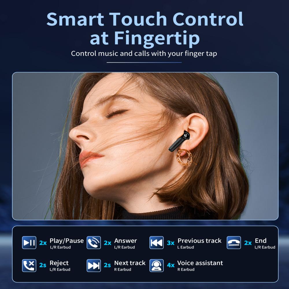 CHOETECH BH-T19 TRUE WIRELESS EARBUDS - 5.3 VERSION - 4 HOURS PLAY TIME - SMART TOUCH - BLACK, photo 4 of 5