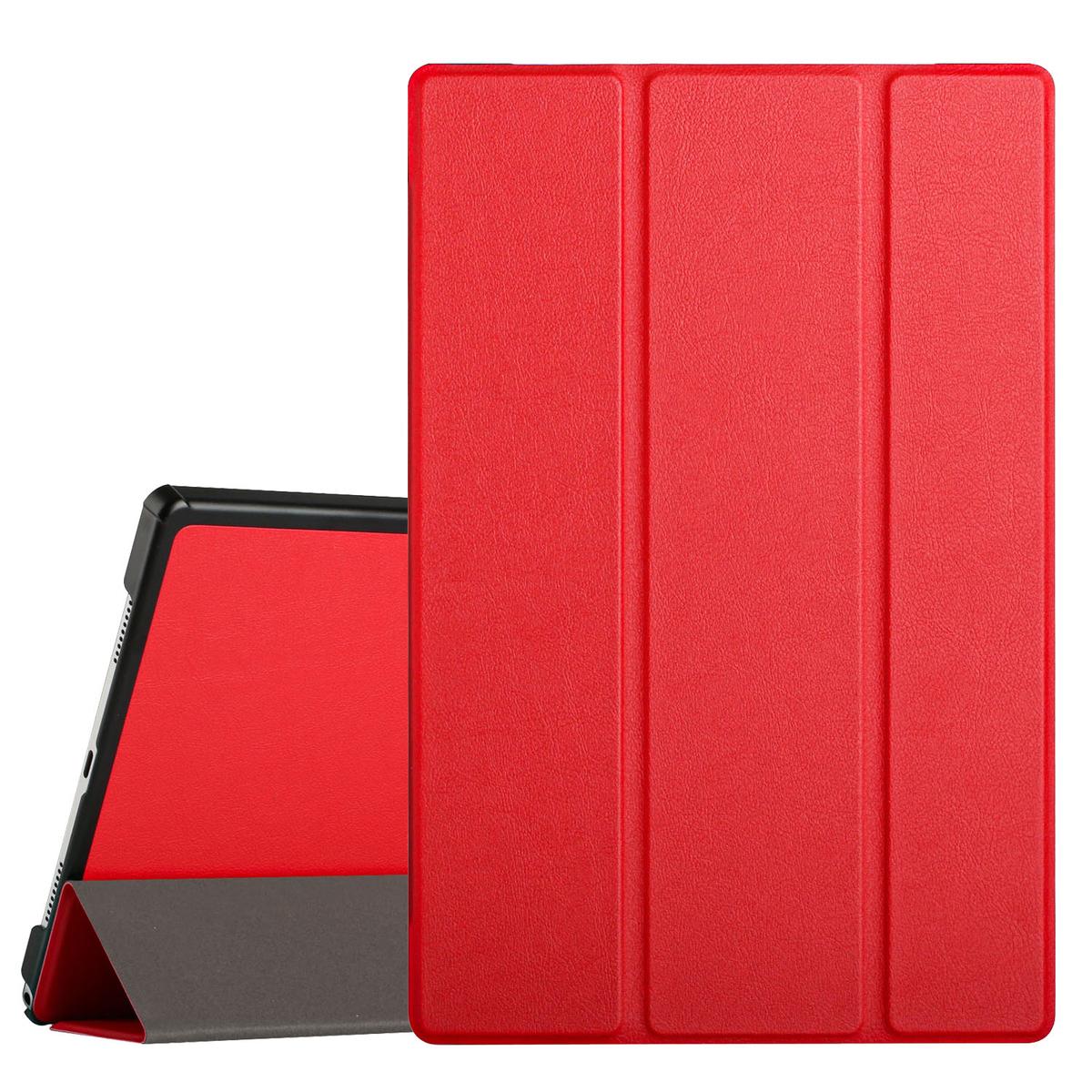 Samsung Galaxy Tab A8 10.5 inch (2022) Trifold Magnetic Closure PU Leather Case Cover - Red