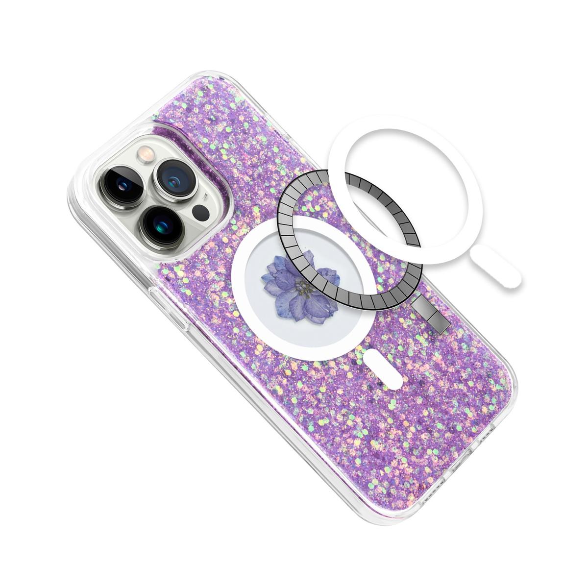 iPhone 13/14 Magnetic Ring Circle Real Flower Epoxy Glitter Hybrid Case – Floral Elegance Meets Functional Grip, photo 8 of 15