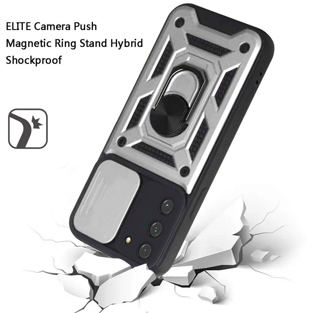 Samsung Galaxy S21 FEELITE Camera Push Magnetic Ring Stand Hybrid Case Cover - Silver, photo 3 of 3