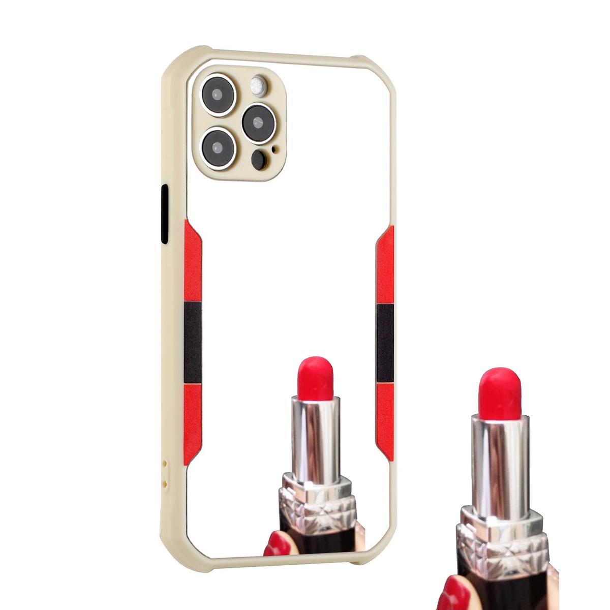 iPhone 12 Pro (Camera Punch) Mirror on Silver Film Hybrid Case Cover - White, photo 2 of 3