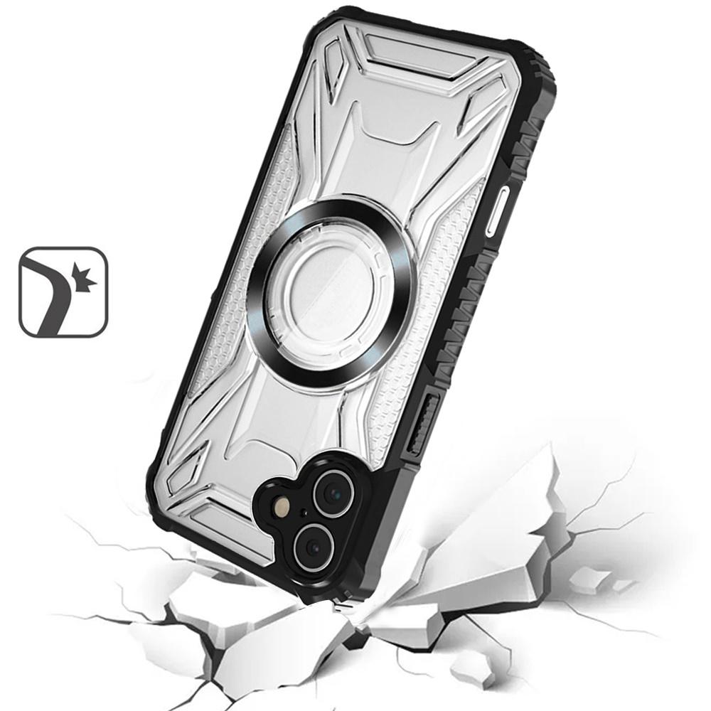 iPhone 16 Plus 6.7 inch [Magnetic Circle] CD Pattern Transparent Rugged Hybrid - Black, photo 3 of 3