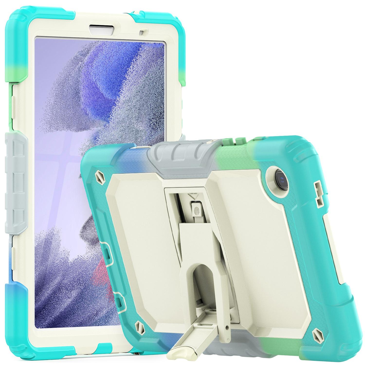 Samsung Galaxy Tab A7 Lite 8.7 inch Heavy Duty Full Body Rugged Tablet Kickstand Case Cover - Beige/Camo Mint