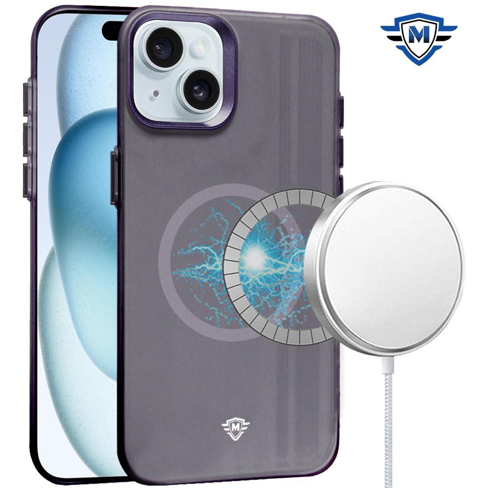 iPhone 15 METKASE Matte Finish [Magnetic Circle] Premium Raised Camera Edge Hybrid - Purple