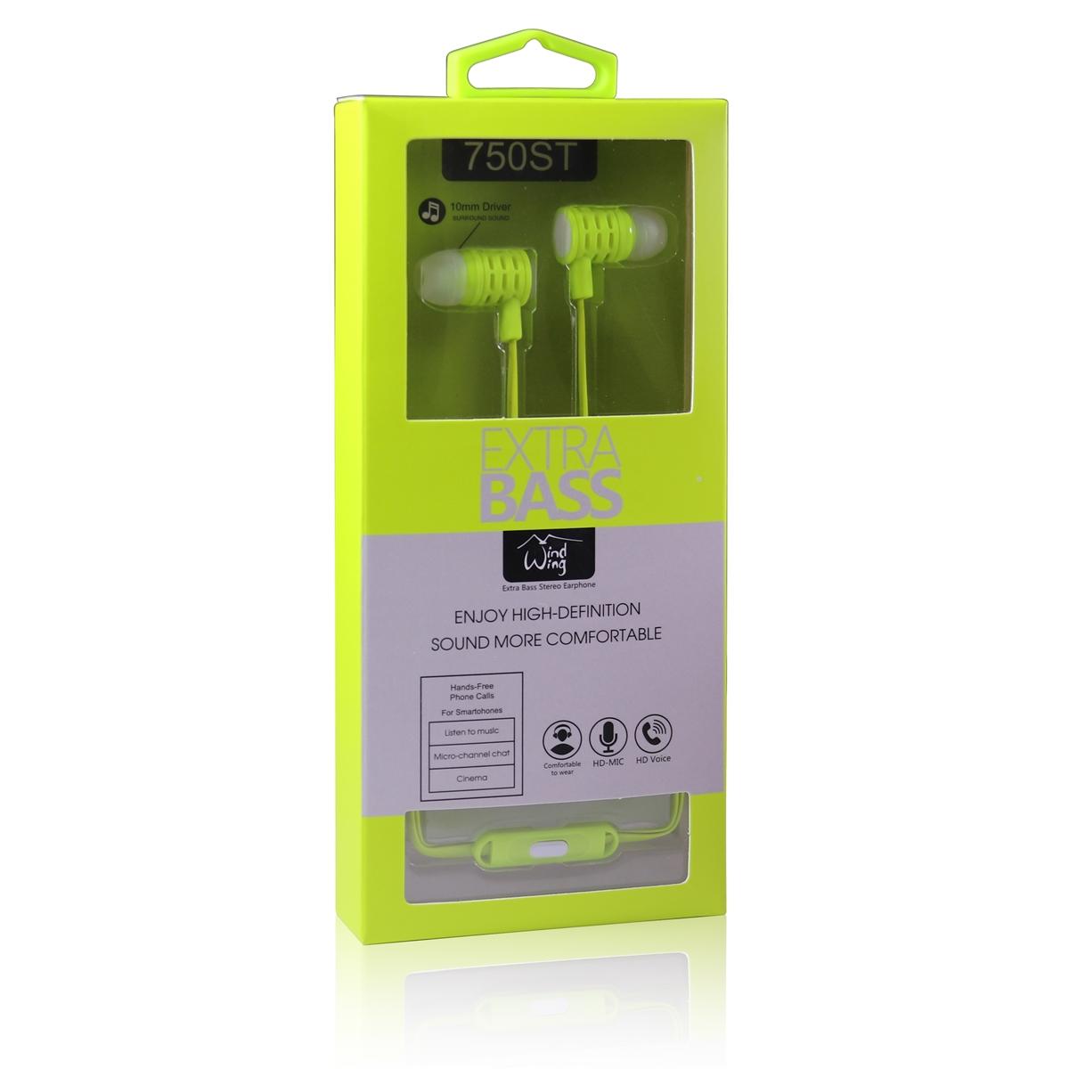 Universal 3.5mm Stereo Hands Free w/Extra Bass 750ST - Green