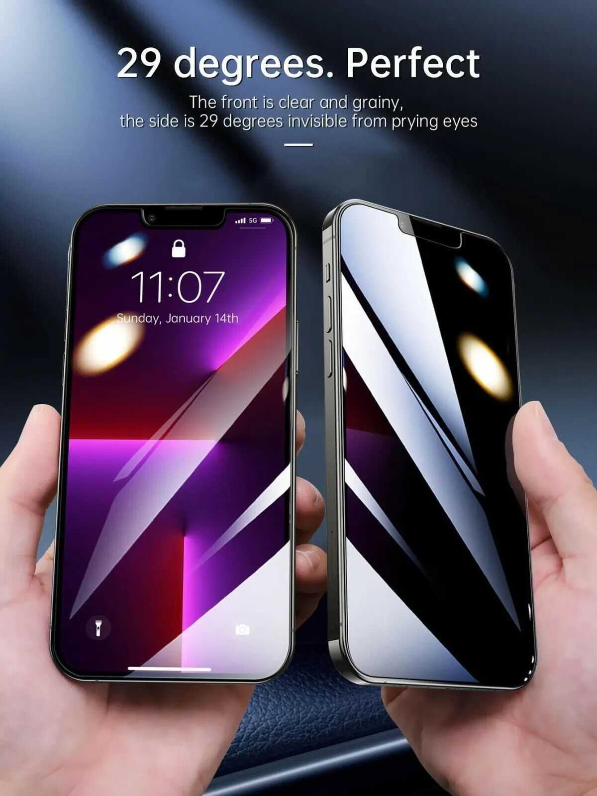 iPhone 15, 14, 13, 12, 11 Pro Max, Privacy Anti-Spy ( Tempered Glass Screen Saver ), photo 2 of 4