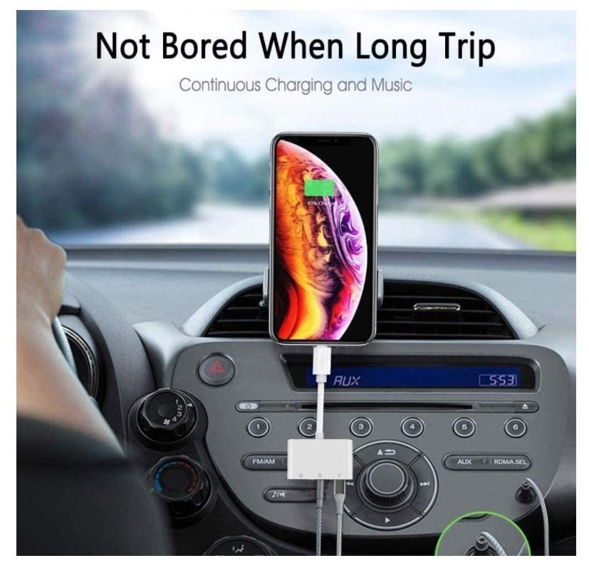 Lightning to Headphone Adapter 3.5mm Jack Headphone Adapter 3 in 1 Earphone and Charging Splitter for iPhone 12/11/SE/XS/XR/X/8/7 and iPad, photo 4 of 7