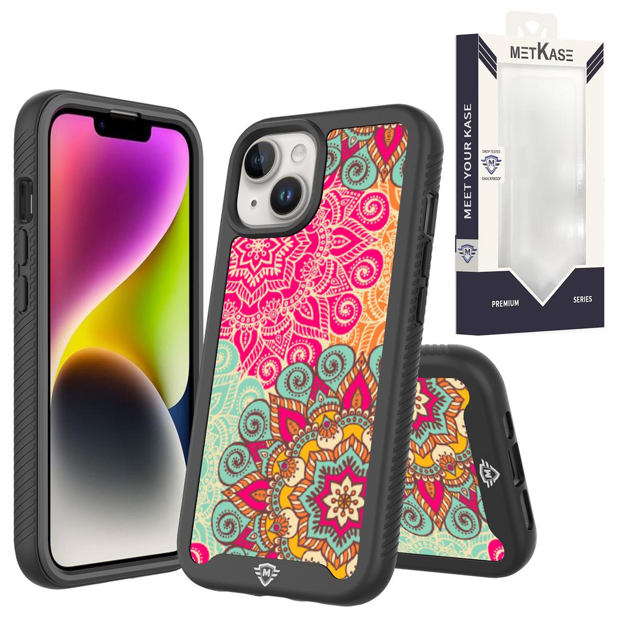 iPhone 15 METKASE Premium Exotic Design Hybrid Case in Slide-Out Package - Mandala