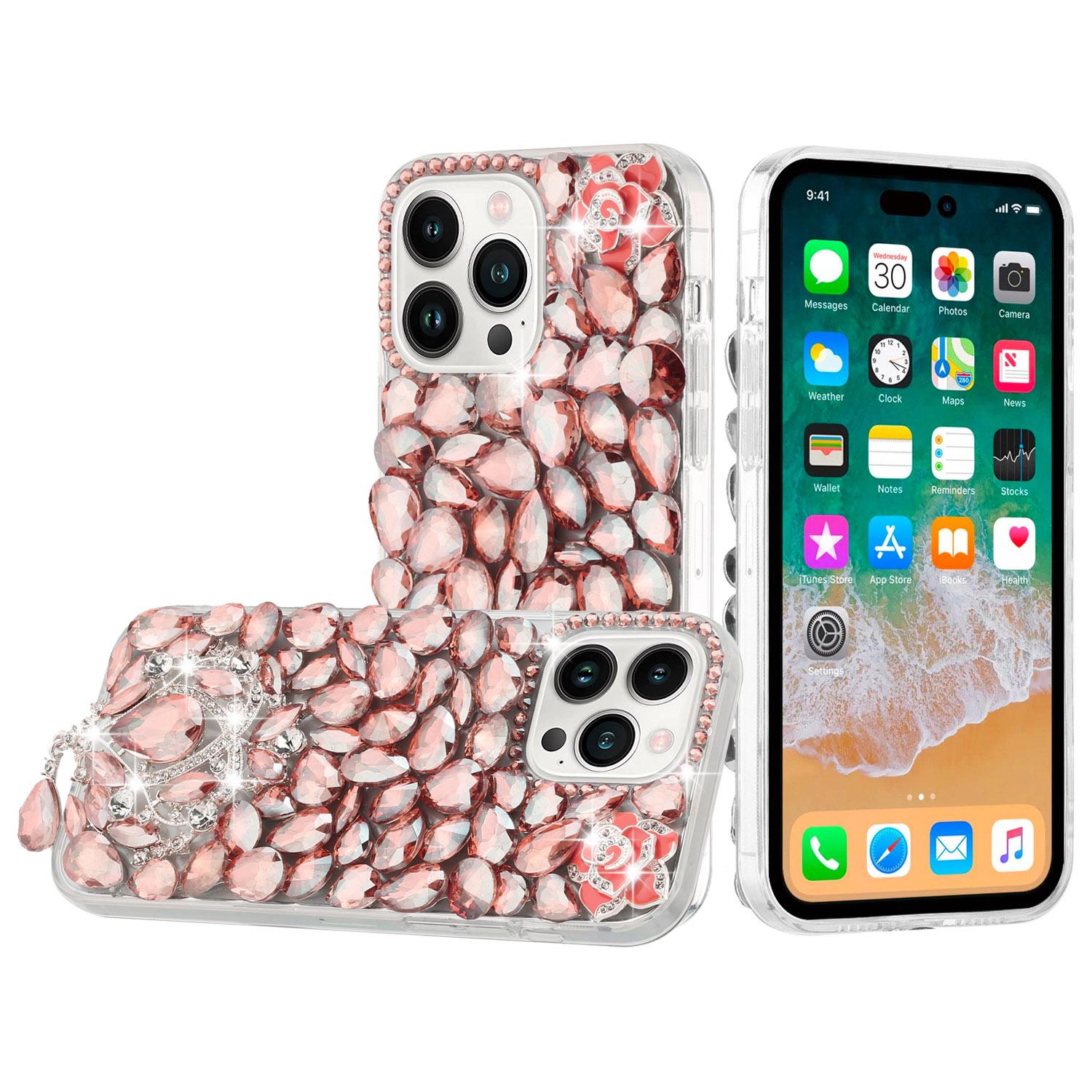 iPhone 15 Jewel Full Diamond Bling Case Cover - Pink