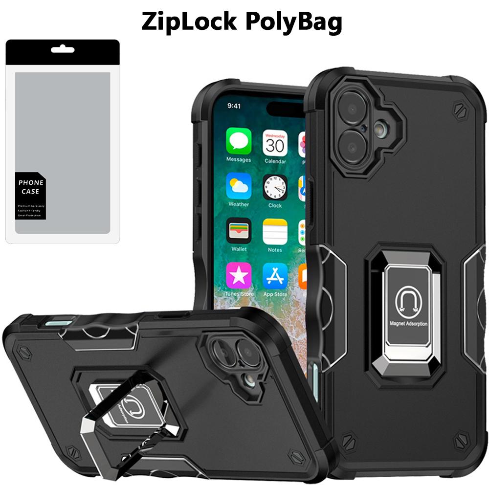 iPhone 16 Plus 6.7" OPTIMUM Magnetic Ring Stand Hybrid Case | Rugged Shockproof Kickstand Cover with Sleek Design