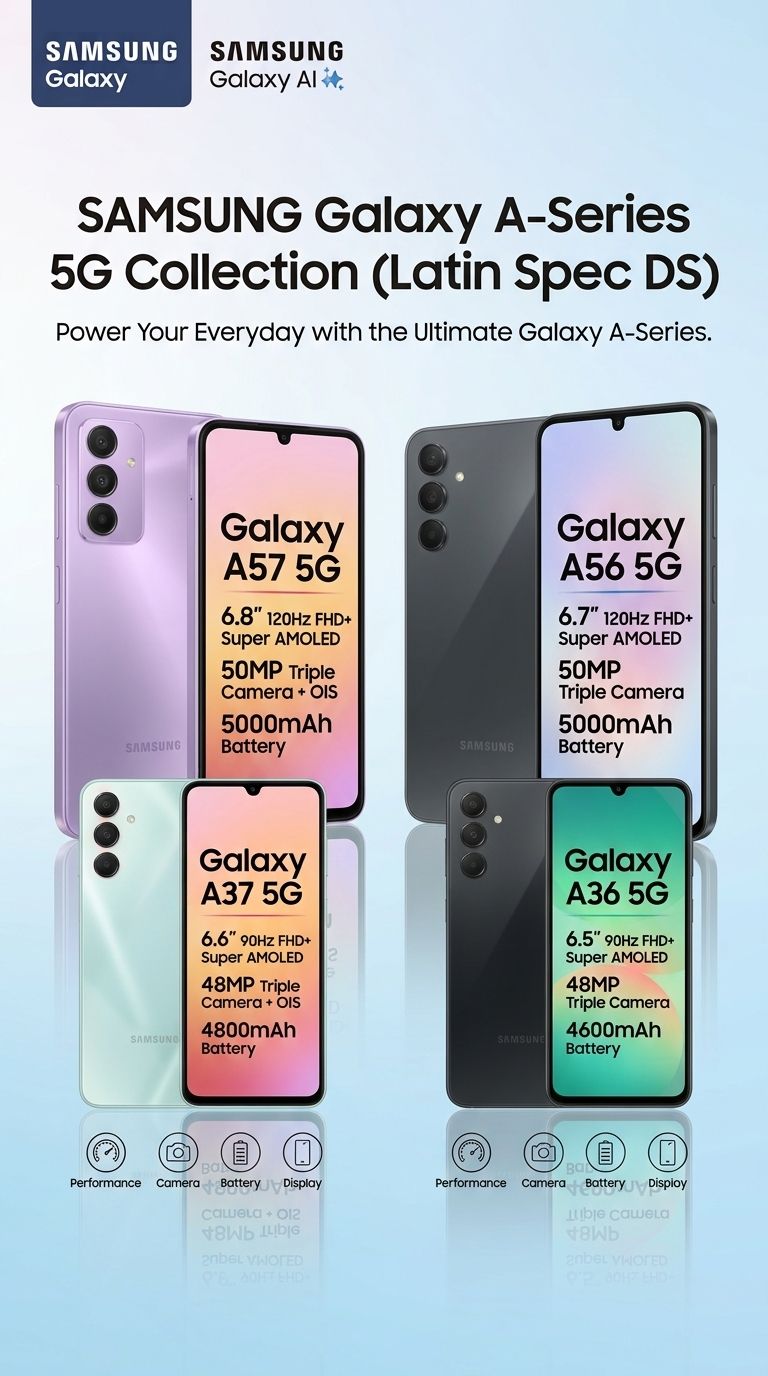 Samsung Galaxy A-Series 5G Collection (Latin Spec) - Brand New - Unlocked - Official Dual SIM Lineup - 1 Year Warranty
