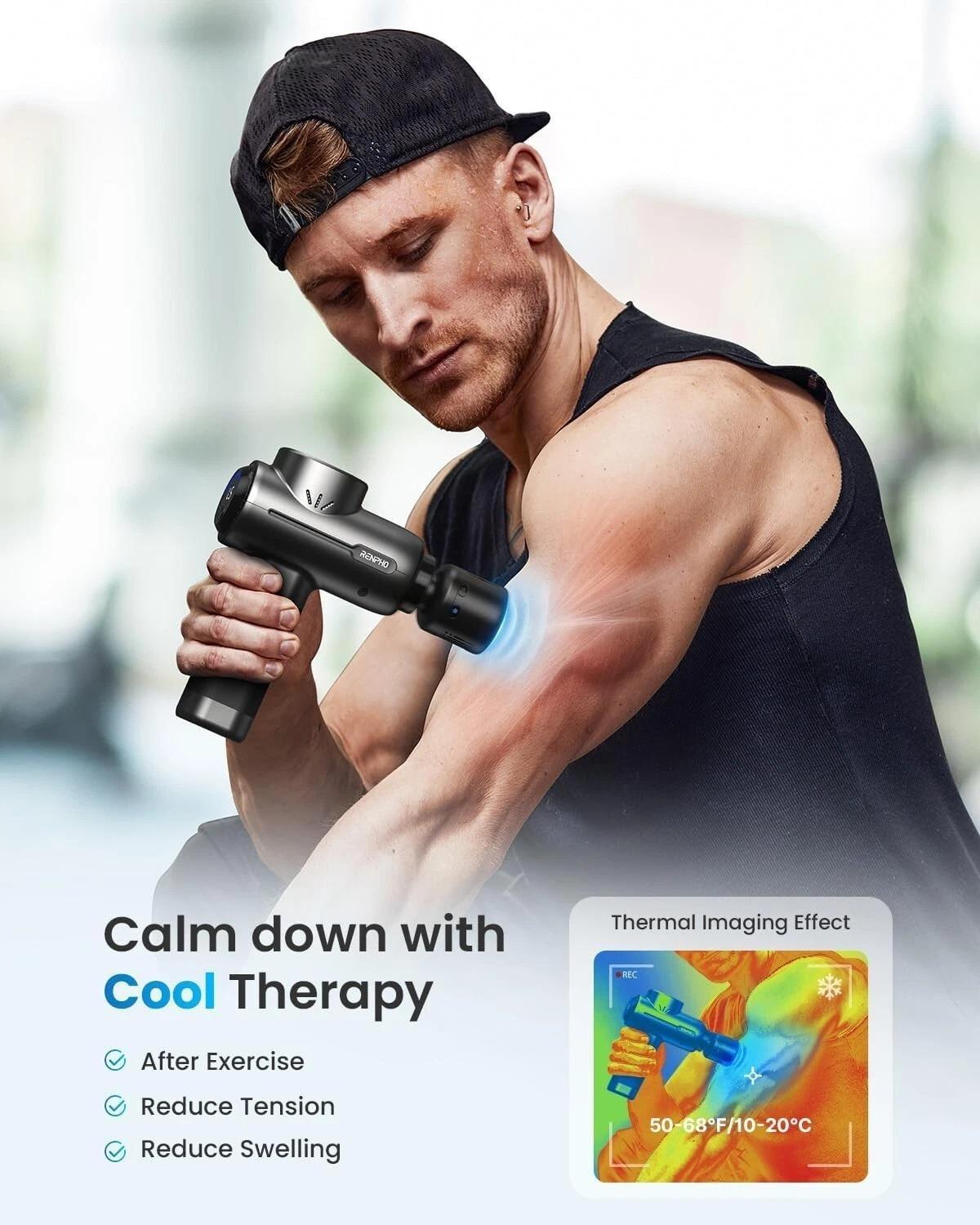 RENPHO Heat & Cold Deep Tissue Percussion Massage Gun Kit, photo 4 of 5