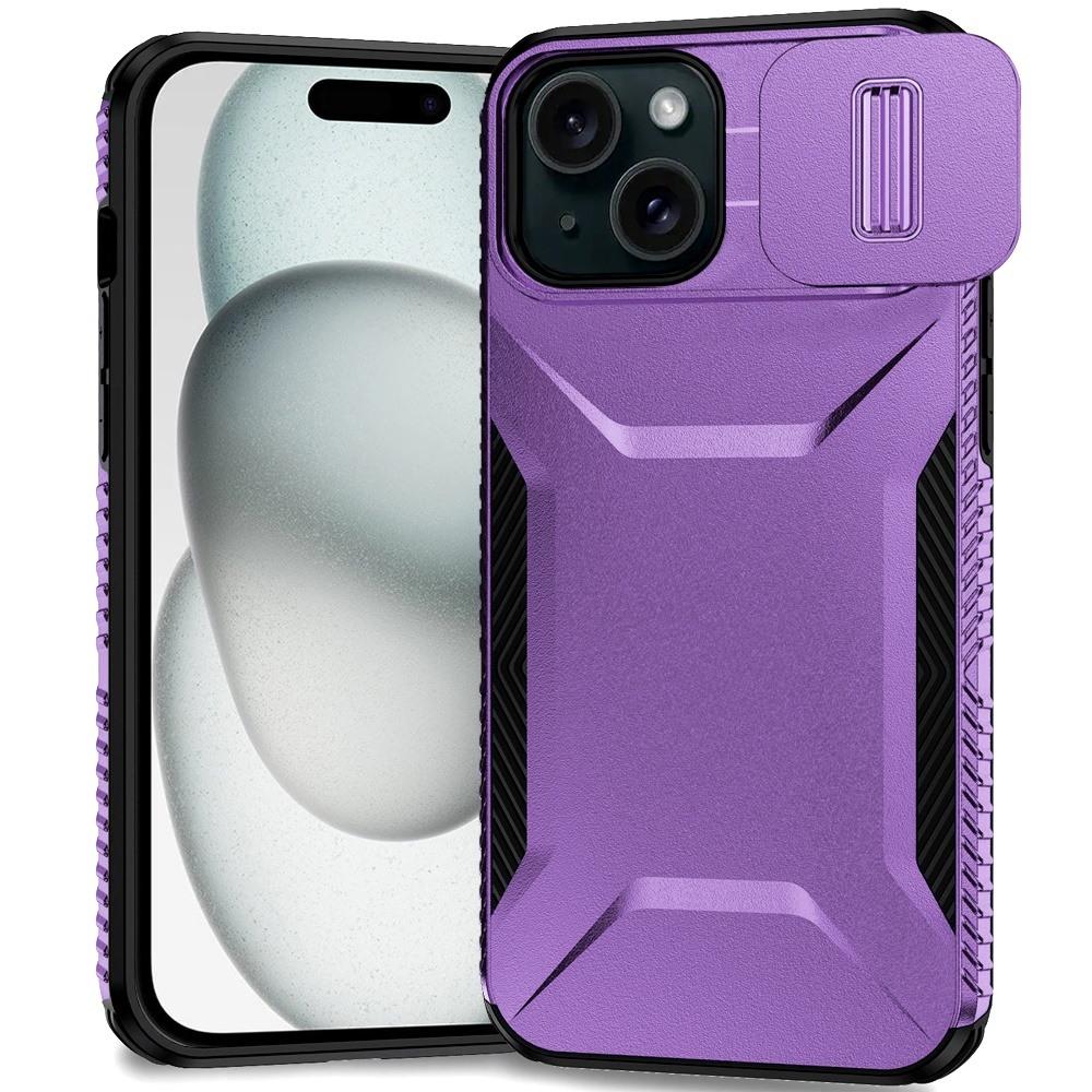 iPhone 15 Ultimate U Design Hybrid with Camera Window Covering - Purple
