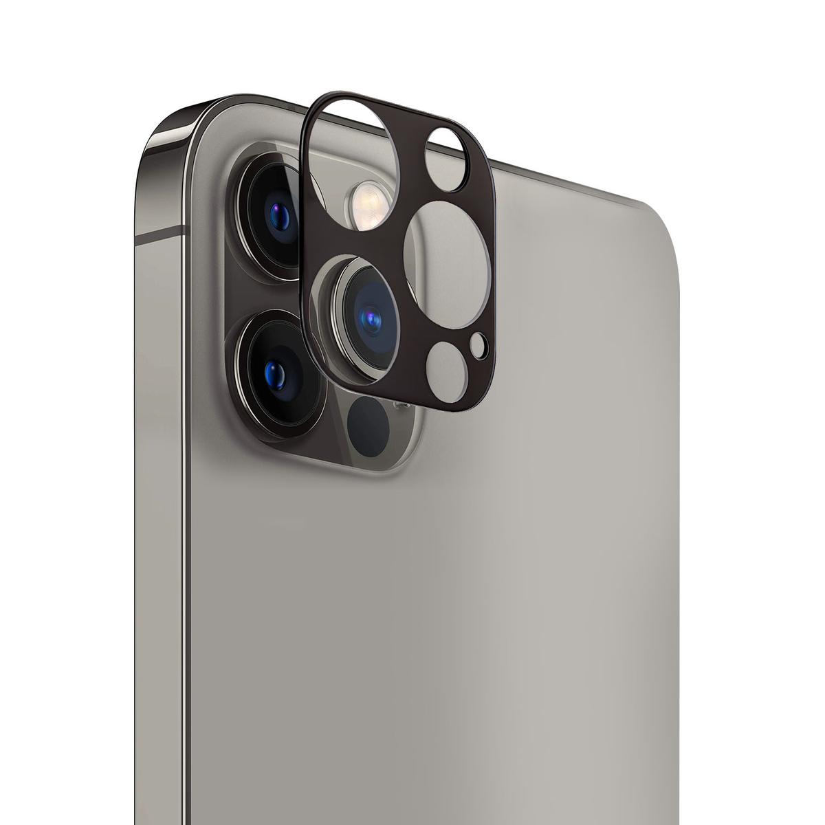 iPhone 12 Pro (Camera Punch) Camera Lens Colored Edge Tempered(2.5D) - Black