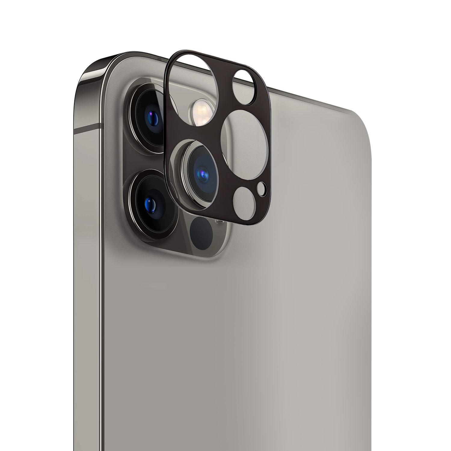 iPhone 12 Pro (Camera Punch) Camera Lens Colored Edge Tempered(2.5D) - Black